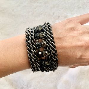 Express black statement bracelet with stones